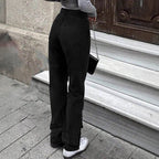 Women's cargo denim pants with large thigh pocket and wide straight-leg Fashion Glam