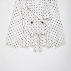 Women Polka Dot Cropped Trench Coat with Tie Belt Fashion Glam