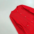 Women Fine Knit Cardigan with Decorative Buttons, Round Neckline and Patch Pockets Fashion Glam