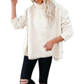 Women's Oversized Sherpa Pullover with High Roll Neck, Extended Back Hem and Casual Silhouette Fashion Glam