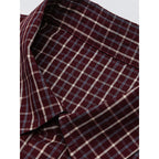 Men's Oversize Checkered Shirt with Rounded Hem and Diagonal Breast Pocket Detail Fashion Glam