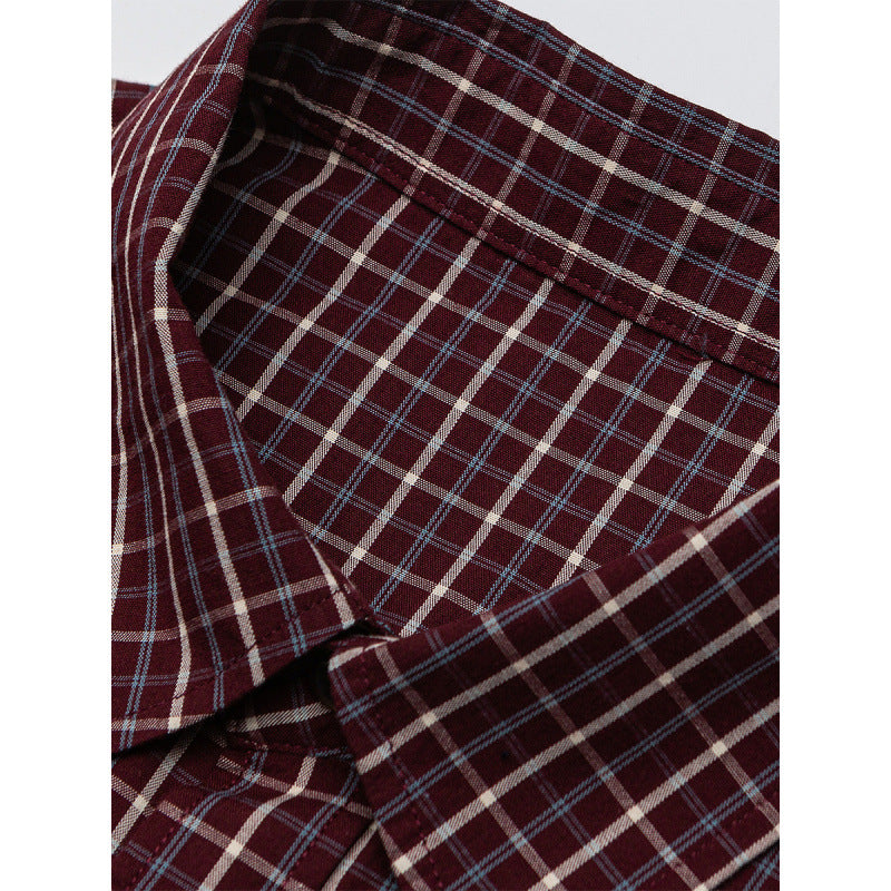 Men's Oversize Checkered Shirt with Rounded Hem and Diagonal Breast Pocket Detail Fashion Glam