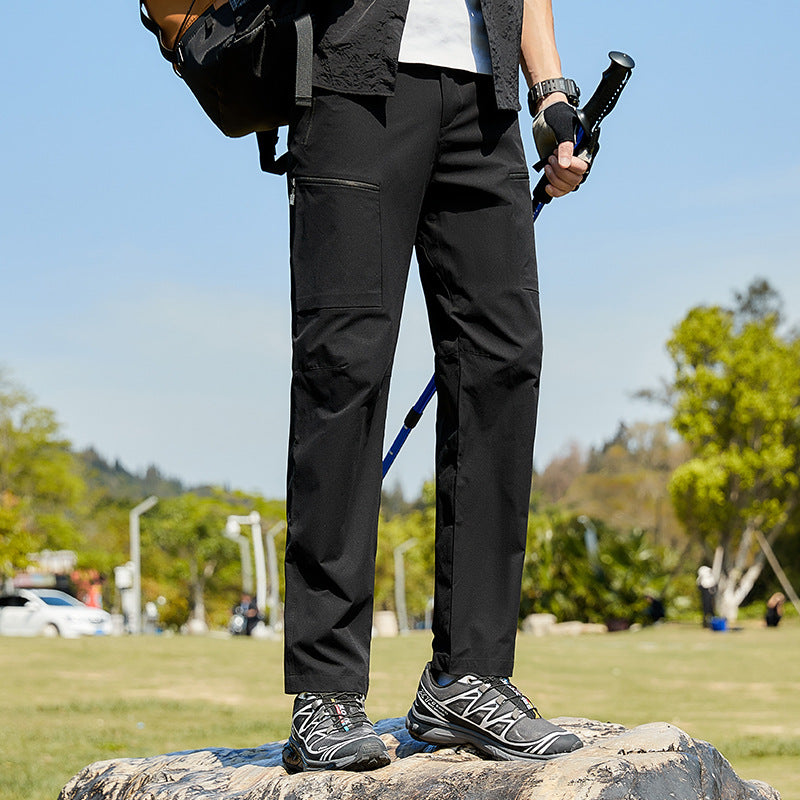 Men's Technical Trekking Pants with Stretch Water-Repellent Surface and Cargo Pockets Fashion Glam