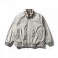 Men's Short Cut Boxy Transition Jacket with Checked Collar and Elastic Hem Fashion Glam