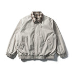 Men's Short Cut Boxy Transition Jacket with Checked Collar and Elastic Hem Fashion Glam