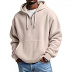 Men's waffle texture hoodie with half zipper and kangaroo pocket Fashion Glam