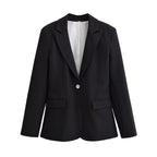 Women Tailored Single-Button Business Blazer with Patch Pockets Fashion Glam
