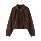 Women's short jacket in cropped bomber style with Kent collar, softshell look and elastic cuffs Fashion Glam