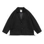 Unisex Oversized Blazer Jacket in Utility Look with Drawstring and Patch Pockets Fashion Glam