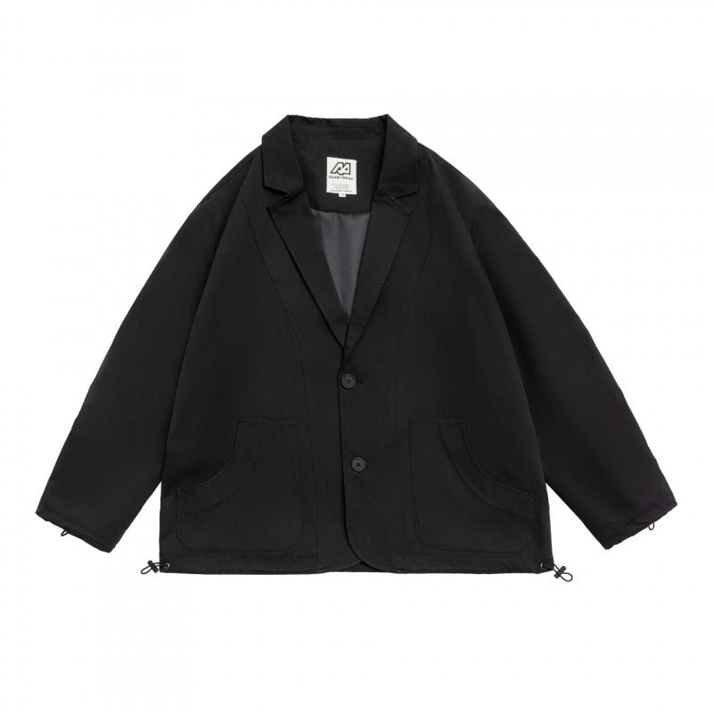 Unisex Oversized Blazer Jacket in Utility Look with Drawstring and Patch Pockets Fashion Glam