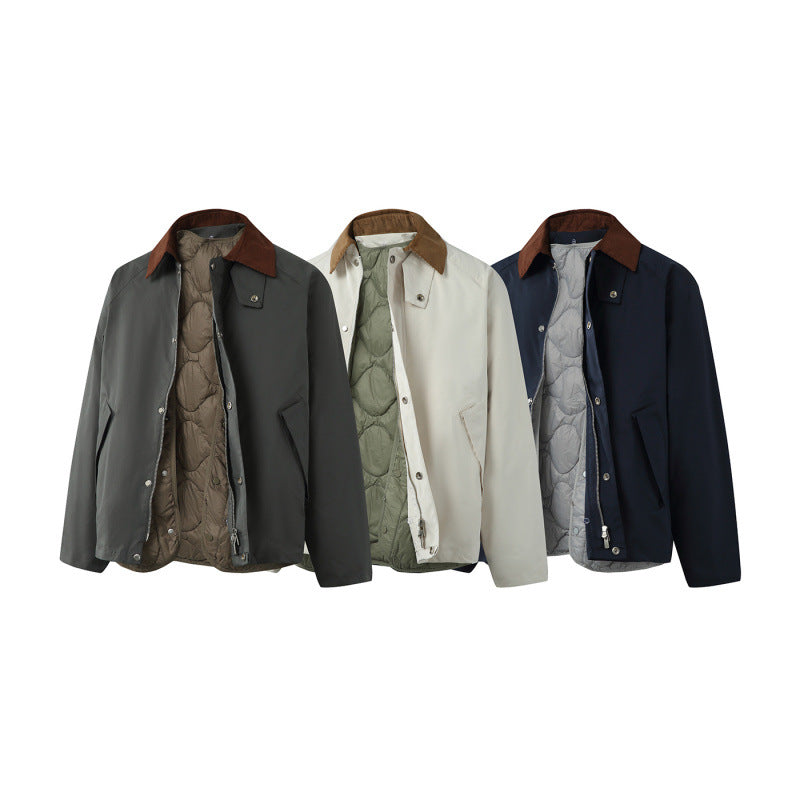 Men's Boxy Field Jacket with detachable padded inner vest and cord collar Fashion Glam