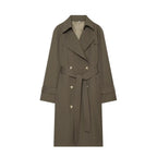 Women's Double-Breasted Trench Coat with Waist Belt and Raglan Sleeves Fashion Glam