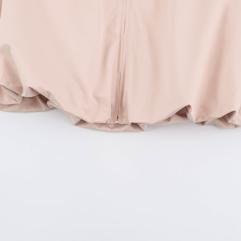 Women's Oversized Training Jacket with High Stand Collar, Raglan Sleeves, and Concealed Zipper Fashion Glam