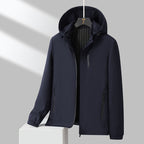 Men's Minimalistic Hooded Softshell Jacket with Sealed Zippers and Elastic Cuffs Fashion Glam
