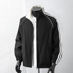 Men's Light Track Blouson Jacket with Stand-Up Collar and Contrast Stripes Fashion Glam