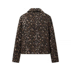 Ladies short jacket in boxy cut with leopard print and flap pockets Fashion Glam