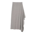 Women's Asymmetrical Midi Skirt made of Fine Knit with Draped Side Slit Fashion Glam