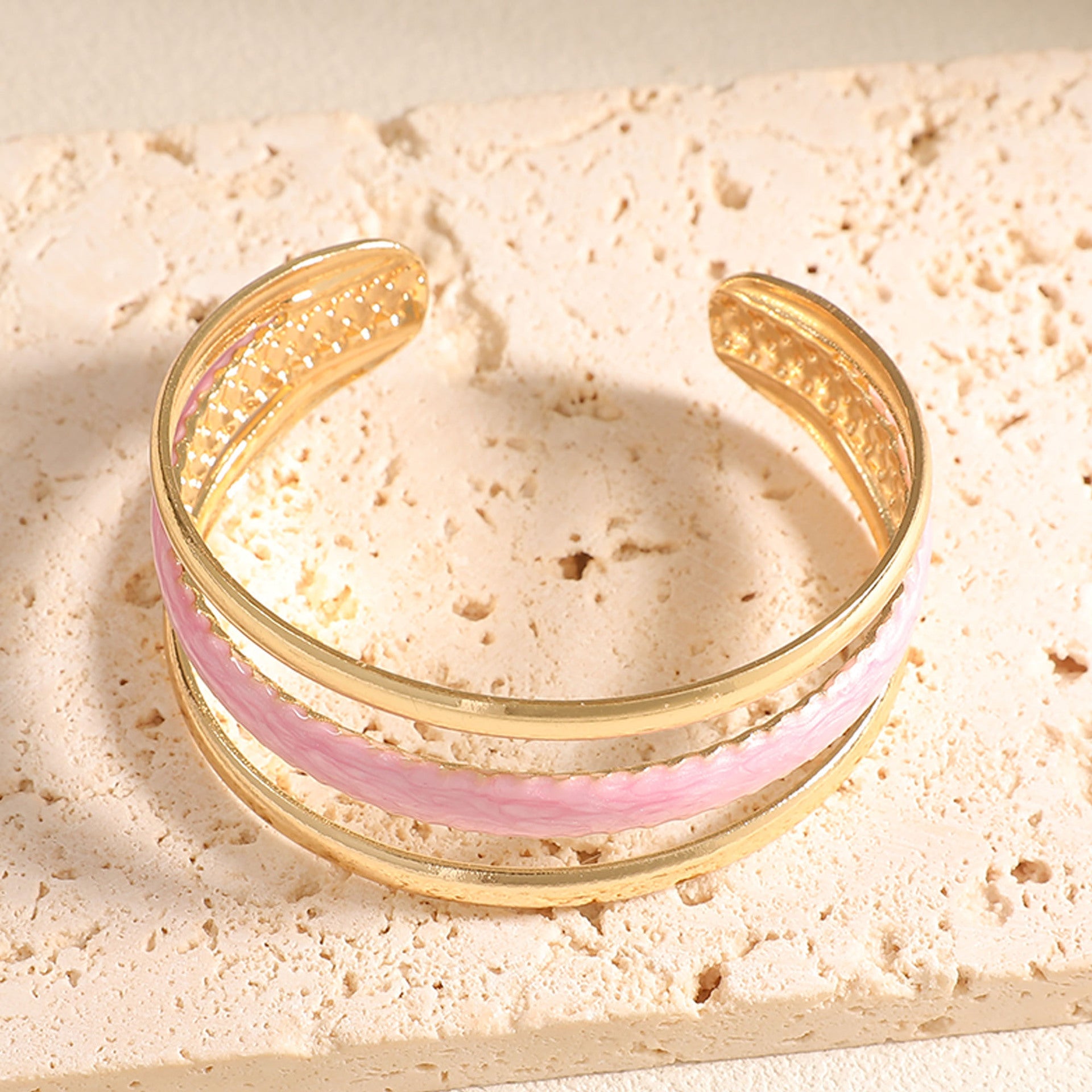 Women Open Bangle with Artistic Relief Design Fashion Glam