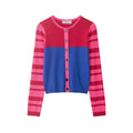 Women Cropped Cardigan with Color Block Design and Striped Sleeves Fashion Glam