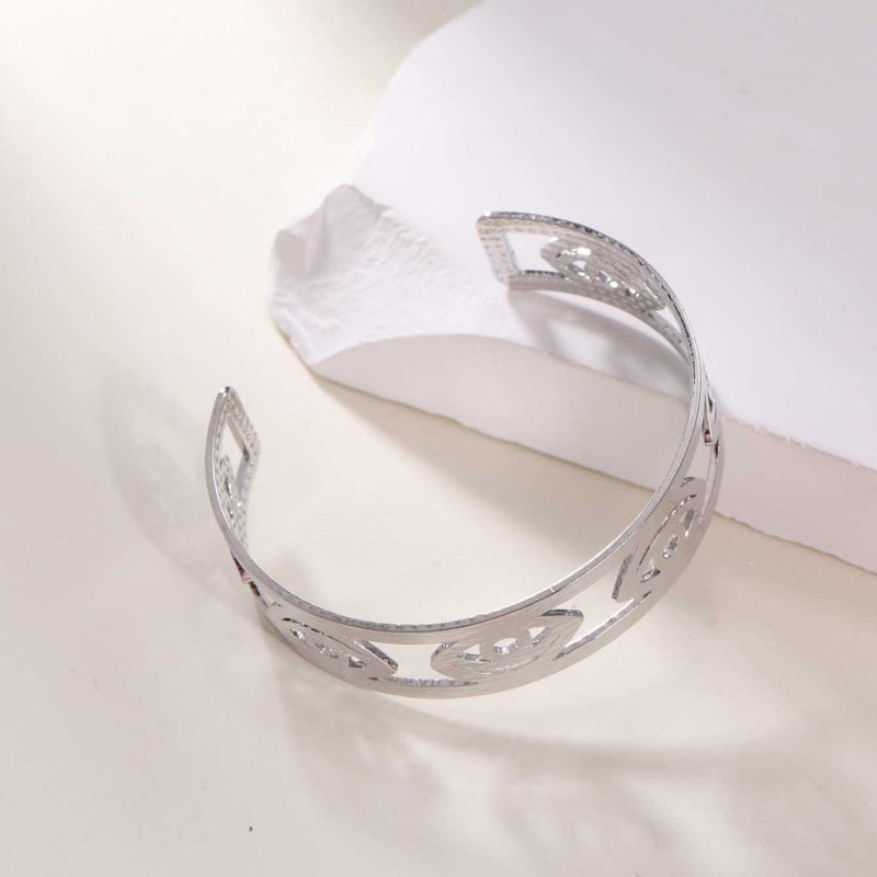Women's Open Bangle in Modern Bamboo Design Fashion Glam