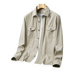 Men's Lightweight Cotton Utility Shirt Jacket with Flap Pockets and Full Button Placket Fashion Glam