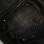 Men's Padded Bomber Jacket with Teddy Lining, Hood and Used Finish Fashion Glam