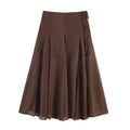 Women's Flowing A-Line Midi Skirt with Polka Dot Print and Tie Bow Fashion Glam