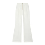 Women's High-Waisted Wide Fabric Pants with Straight Leg and Hidden Waistband Fashion Glam