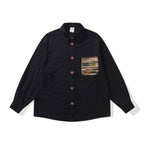 Unisex structured knit shirt jacket with boxy oversized cut and contrasting chest pocket Fashion Glam