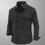 Men's Technical Field Shirt with Ripstop Structure, Chest Pockets and Roll-Up Sleeves Fashion Glam