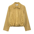 Women's short-cut suede look bomber jacket with raglan sleeves and elastic hem Fashion Glam