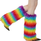 Women's long faux fur leg warmers with shaggy look and elastic waistband Fashion Glam