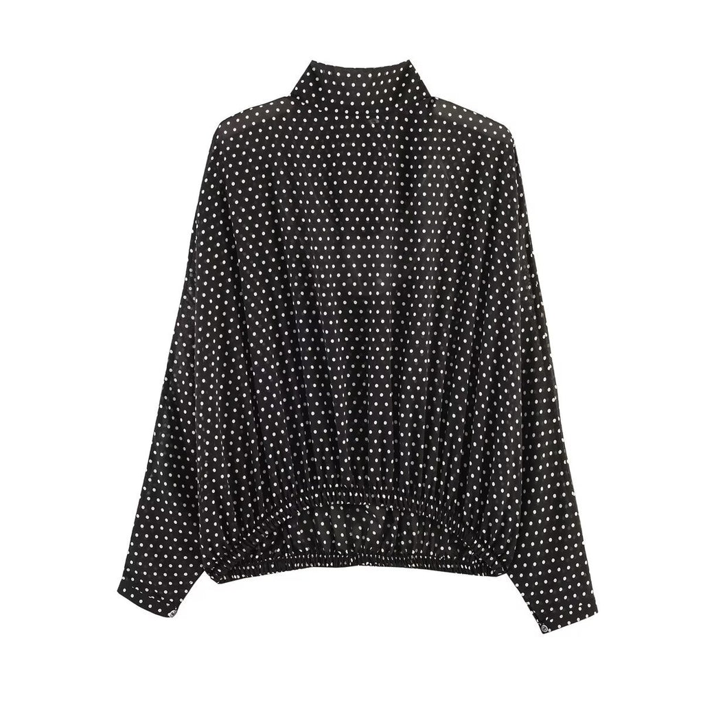 Ladies Flowing Midi Skirt in Vintage Polka Dot Design with Flared Plate Cut Fashion Glam