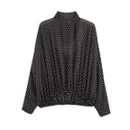 Ladies Flowing Midi Skirt in Vintage Polka Dot Design with Flared Plate Cut Fashion Glam