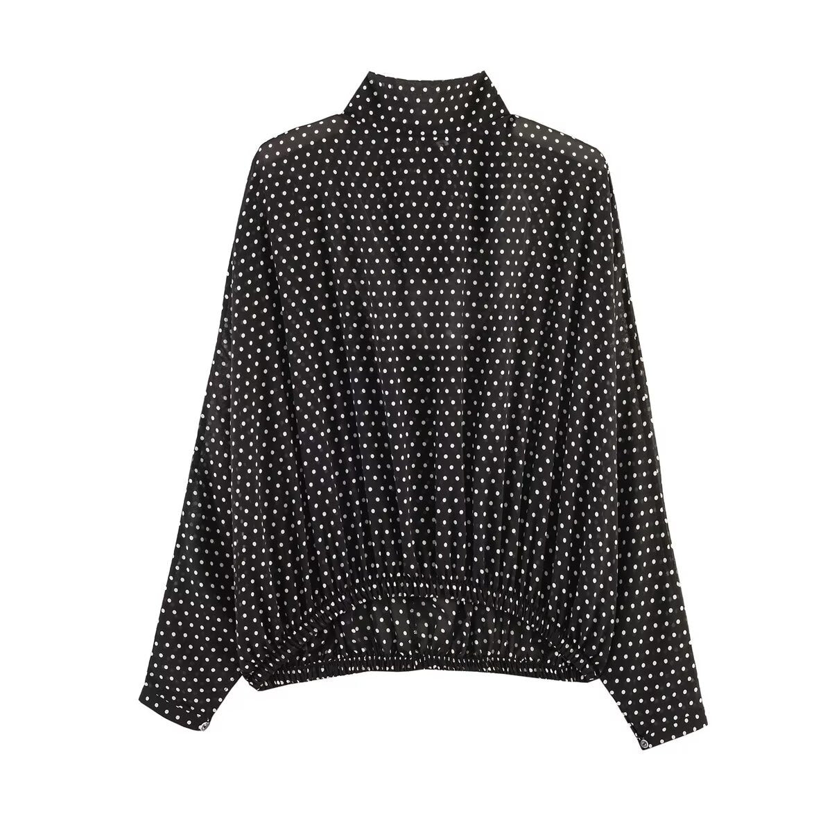 Ladies Flowing Midi Skirt in Vintage Polka Dot Design with Flared Plate Cut Fashion Glam