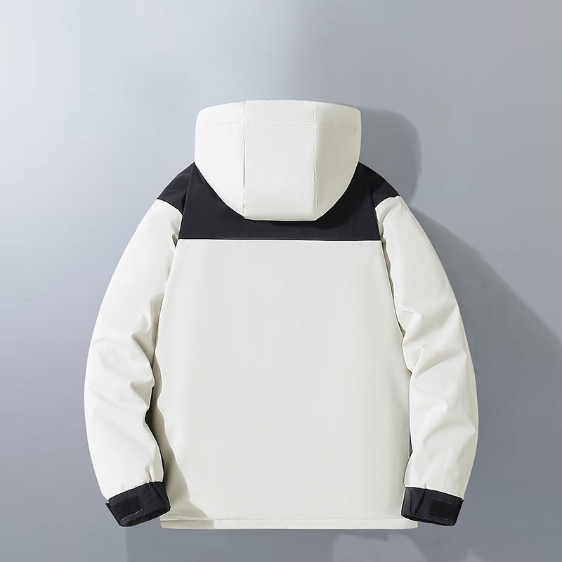 Men's Water-Repellent Winter Parka with Hood, Thermal Insulation and Contrasting Shoulder Panels Fashion Glam