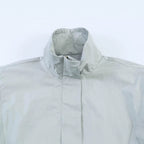 Women's Cropped Utility Jacket with High Standing Collar, Loose Raglan Sleeves and Concealed Front Placket Fashion Glam