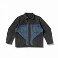 Unisex Two-tone Oversized Denim Jacket in Worker Look with Patch Chest Pockets and Straight Hem Fashion Glam