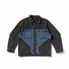 Unisex Two-tone Oversized Denim Jacket in Worker Look with Patch Chest Pockets and Straight Hem Fashion Glam