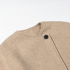Women's short-cut boxy wool blend blazer with asymmetrical button placket Fashion Glam