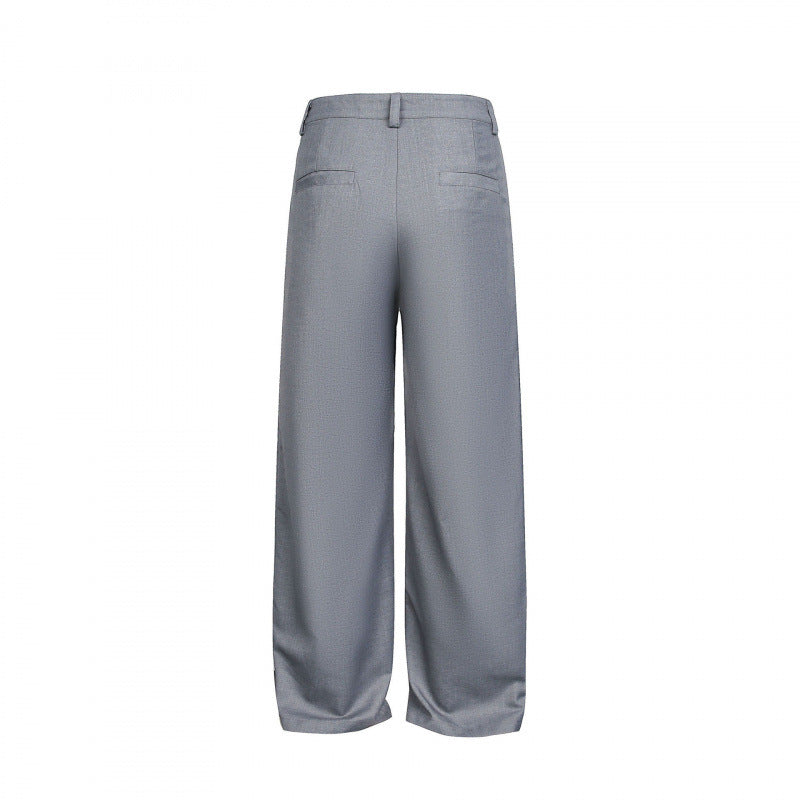 Women Wide Pleated Trousers with High Waist and Visible Button Placket Fashion Glam