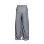 Women Wide Pleated Trousers with High Waist and Visible Button Placket Fashion Glam