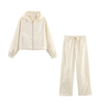 Ladies Boxy Hooded Jacket in Velvet Look with Full Zip and Elastic Hem Fashion Glam