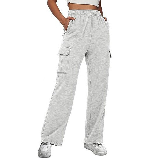 Women's cargo pants with wide leg, elastic waistband, and cargo pockets Fashion Glam