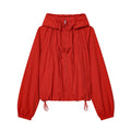 Women's lightweight cropped hoodie jacket with drawstring and zipper Fashion Glam