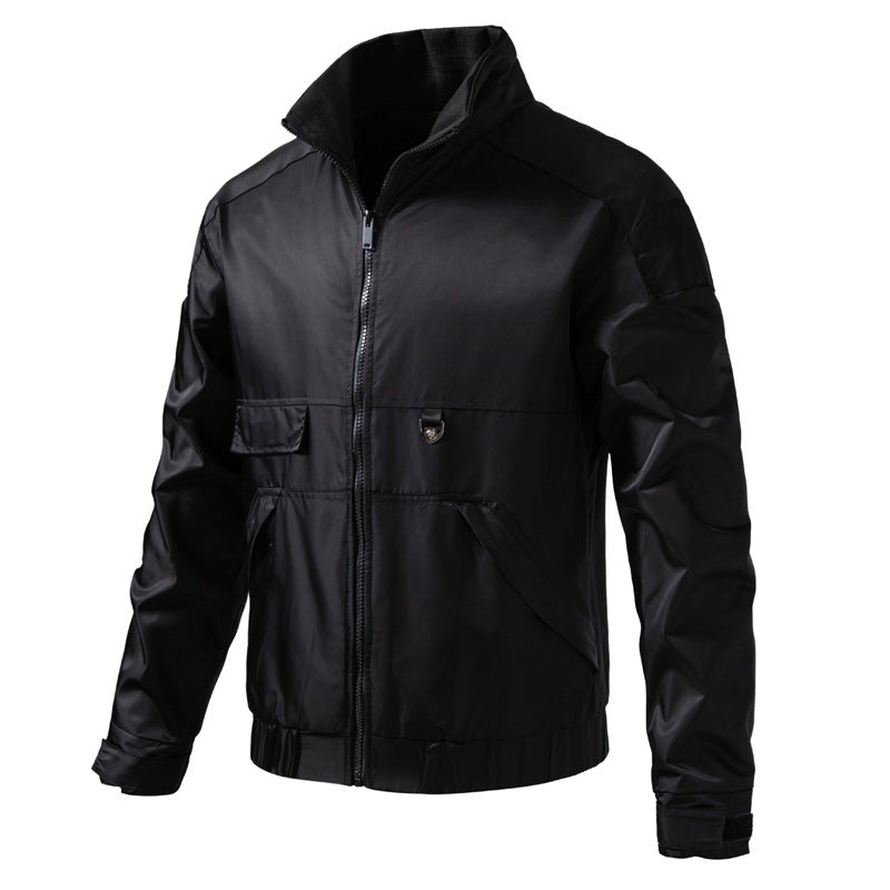 Men's water-repellent utility blouson with stand-up collar, kangaroo and flap pockets Fashion Glam