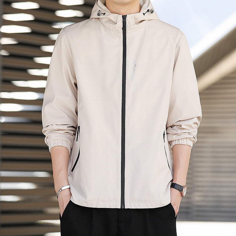 Men's Ultralight Hooded Shell Jacket in Urban Minimal Style with Windproof Membrane and Zipper Pockets Fashion Glam