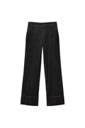 Women's high-waisted wide flare trousers in corduroy look with visible center seam and wide cuff Fashion Glam