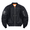 Men's Nylon Bomber Jacket in Aviator Style with Zipper Arm Pocket and Contrasting Lining Fashion Glam