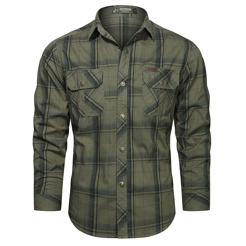 Men's checked flannel outdoor shirt with reinforced flap chest pockets and ergonomic back detail Fashion Glam